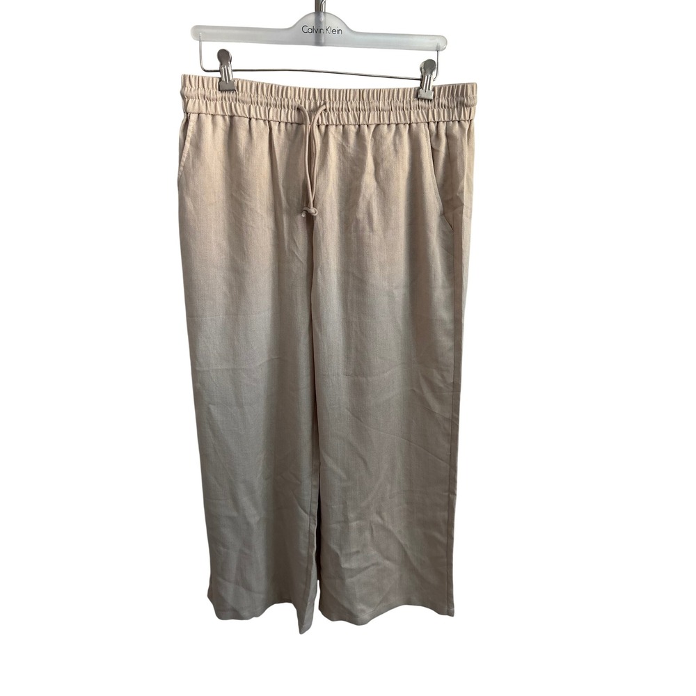 Halara Beige Wide Leg Drawstring Pants High Waisted XL Petite NWT